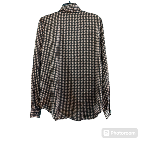 Blouse/Top. Size M. Long-sleeved, cuffed top. Como Blum Brown and Black. - Picture 3 of 9